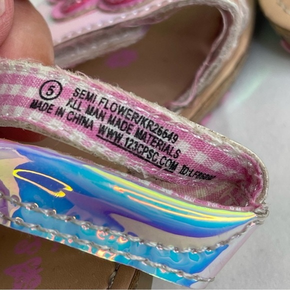 Baby girl Silver and Pink Sandals with Adjustable Straps toddler Size 5 - Picture 5 of 8